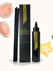 Refills 1: Reed Refill - Starfruit Lychee & Guava Reed Diffuser Oil & Luxury Black Reeds