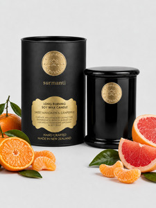 Candles: Sweet Mandarin & Grapefruit Long Burning Pure Soy Wax Candle 250g