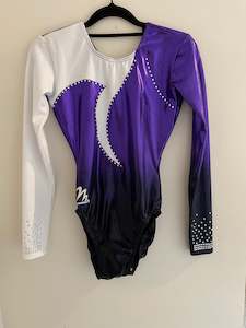 Leotards & Unitards: Milano Purple & White with diamante detail