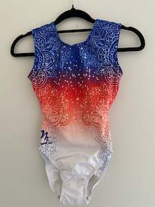 Leotards & Unitards: Milano Blue, Red & White with diamante detail