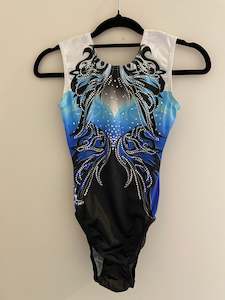 Leotards & Unitards: Milano Blue & Black with Diamante