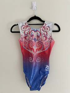 Short Sleeve: Milano Blue, pink, red and white ombre with detail