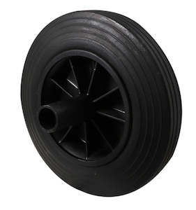 Wheels: 200mm Black Rubber Wheelie Bin Wheel ~ 100KG Rated
