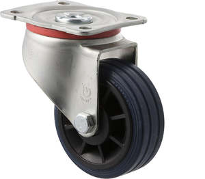 Castors Industrial 150kg 300kg: 100mm Blue Rubber Industrial Castors - 150KG Rated