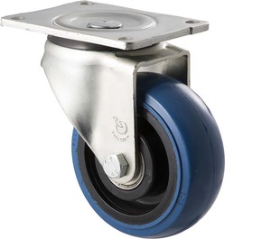 Castors Heavy Industrial 300kg 600kg: 125mm Blue Rubber Castors - 350KG Rated