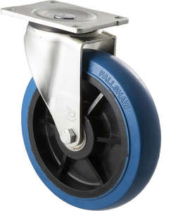 Castors Heavy Industrial 300kg 600kg: 200mm Blue Rubber Castors - 400KG Rated