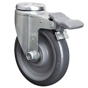 Economy Castors: 100mm Bolt Hole Brake Castor - 80KG Rated