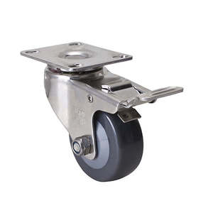 63mm Polyurethane Stainless Steel Swivel Plate Total Brake Castor – 60kg Rated