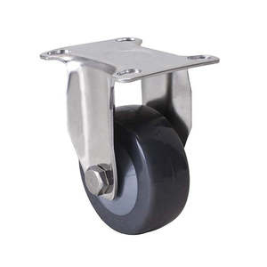 63mm Polyurethane Stainless Steel Fixed Plate Castor – 60kg Rated