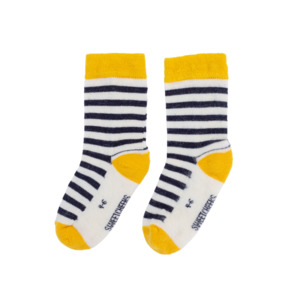 Kids: Kids Merino Gumboot Socks | Navy & Yellow Stripe