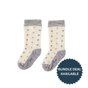 Baby Accessories: Baby Merino Long Socks | Grey Marle Crosses