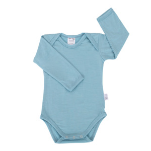 Baby Clothing: Long Sleeve Merino Bodysuit | Sky Blue