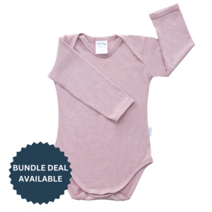 Baby Clothing: Long Sleeve Merino Bodysuit | Blush