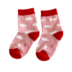 School Tights Socks: Thick Merino Gumboot Socks | Light Pink Clouds