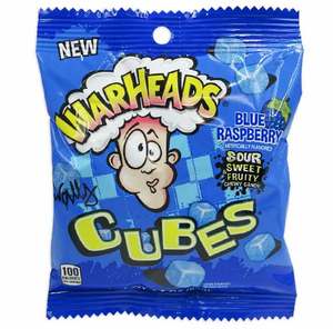 Candy: WARHEADS BLUE RASPBERRY CUBES PEG BAG