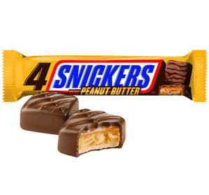 Chocolates: SNICKERS CANDY BAR SHARE SIZE- PEANUT BUTTER SQUARES 4 TOGO