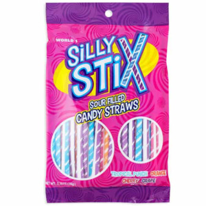 SILLY STIX SOUR CANDY STRAWS PEG BAG