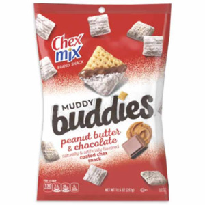 CHEX MIX MUDDY BUDDIES PNUT BUTTER & CHOCOLATE SNACK MIX PEG