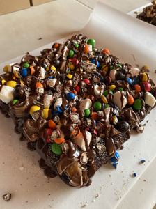 Products: Loaded M&M Brownie Slab Sweet Cheeks Cakery