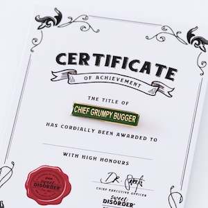 Chief Grumpy Bugger Award Badge