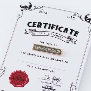 Zero Fucks Specialist Award Badge