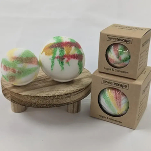 Individual Large Bath Bomb Apple & Cinnamon - - Elevate Your Spa Days - Sweet Escape
