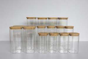 Square Glass & Bamboo Pantry Pack