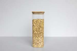 Square Glass Bamboo: Square Glass & Bamboo Jar 2000ml