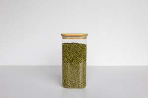 Square Glass & Bamboo Jar 1600ml