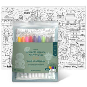 Reusable Colouring Mats Rolls: Hey Doodle - Icons of Aotearoa Playmat (Large)