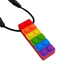 Chewables: Rainbow Lego Brick Silicone Chew Pendant