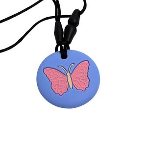 Chewables: Butterfly Silicone Chew Pendant - Blue