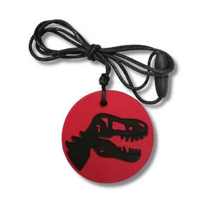 Jellystone Designs Silicone Chew Pendant - Dino Red