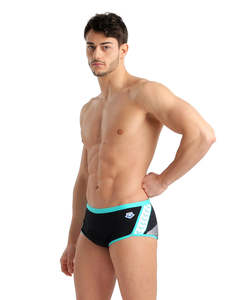 Mens Swimwear: Arena Team Men's Low-waist Shorts Icons - Black-Blue diamond