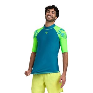 Arena Men's Graphic Short Sleeve Rash Top, Teal