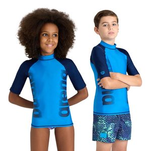 Kids Swimwear: Arena Kids' Graphic Short Sleeve Rash Top, Blue