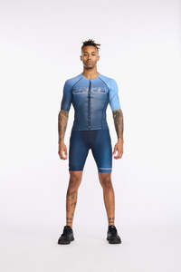 Mens Tri Top: MENS AERO TRI SLEEVED TOP MIDNIGHT TURMERIC
