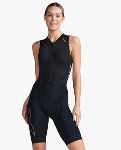 WOMENS LIGHT SPEED FRONT ZIP TRISUIT BLACK GOLD