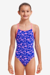 Girls One Piece: GIRL'S MINKY PINKY DIAMOND BACK ONE PIECE
