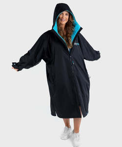 Swim Parka Jackets: Dryrobe Advance Long Sleeve - Black/Blue