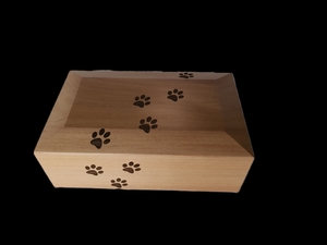 Wood Dog Urn - Paw Print Design - Swiss Wood Technician