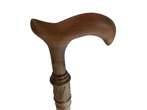 Swamp Kauri Walking Stick with Fern and Koru Design - Swiss Wood Technician