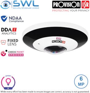 Products: Provision-ISR FEI-360IPN-V3: 360° Fisheye 6MP, NDAA, IR 15m, IP67, IK10, 1.07mm SWL