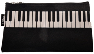 Giftware: Black Pencil Case with Piano Keys