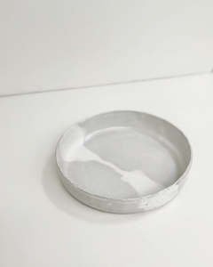 handmade pottery serving dish ~ speckled grey