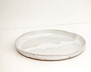 large handmade serving platter ~ speckled grey