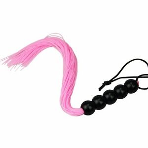 Products: Beaded Handle Pink Rubber Flogger - Rated R - Tabu Adult Boutique