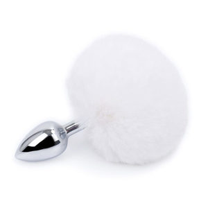 Products: White Bunny Tail Butt Plug - Rated R - Tabu Adult Boutique