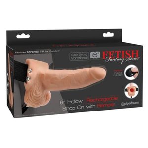 Rechargeable 6" Vibrating Flesh Strap On - Tabu Adult Boutique