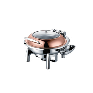 6L 440x480x300 MM Glass Top Round Buffet Food Warmer TT-YD-F018BJ